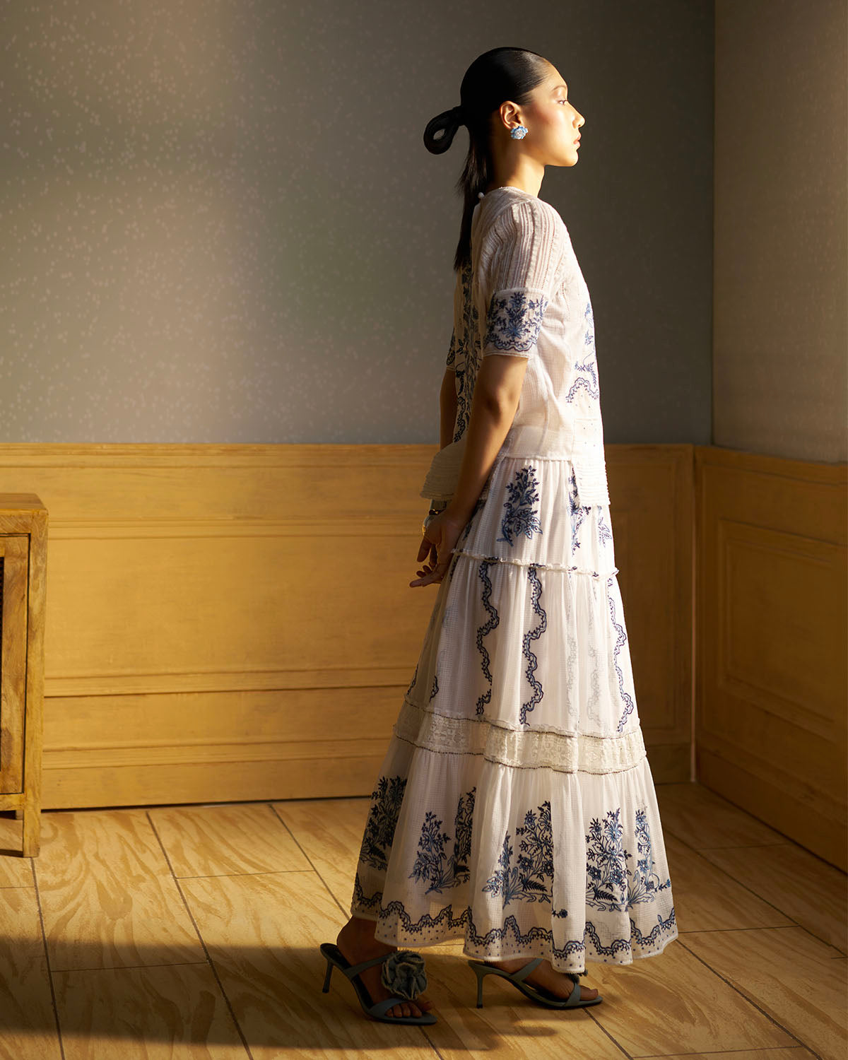 Mae Embroidered  tier skirt