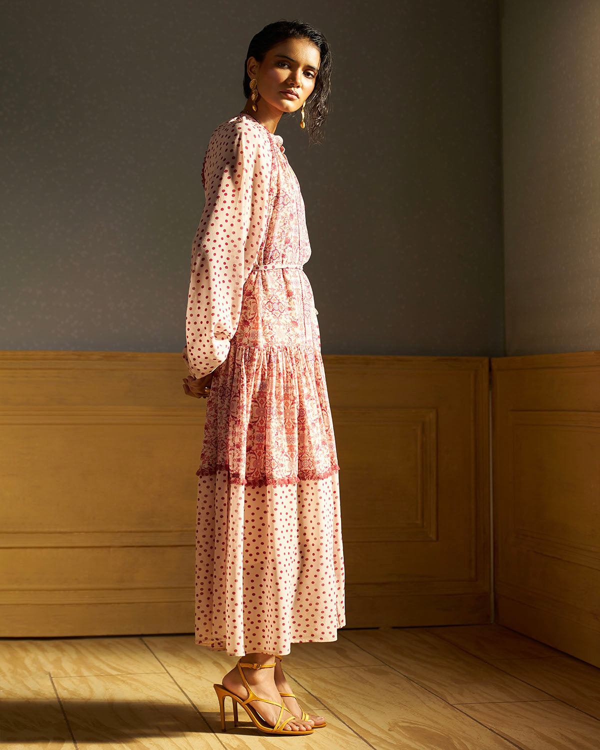 Ines printed drop-waist  midi dress