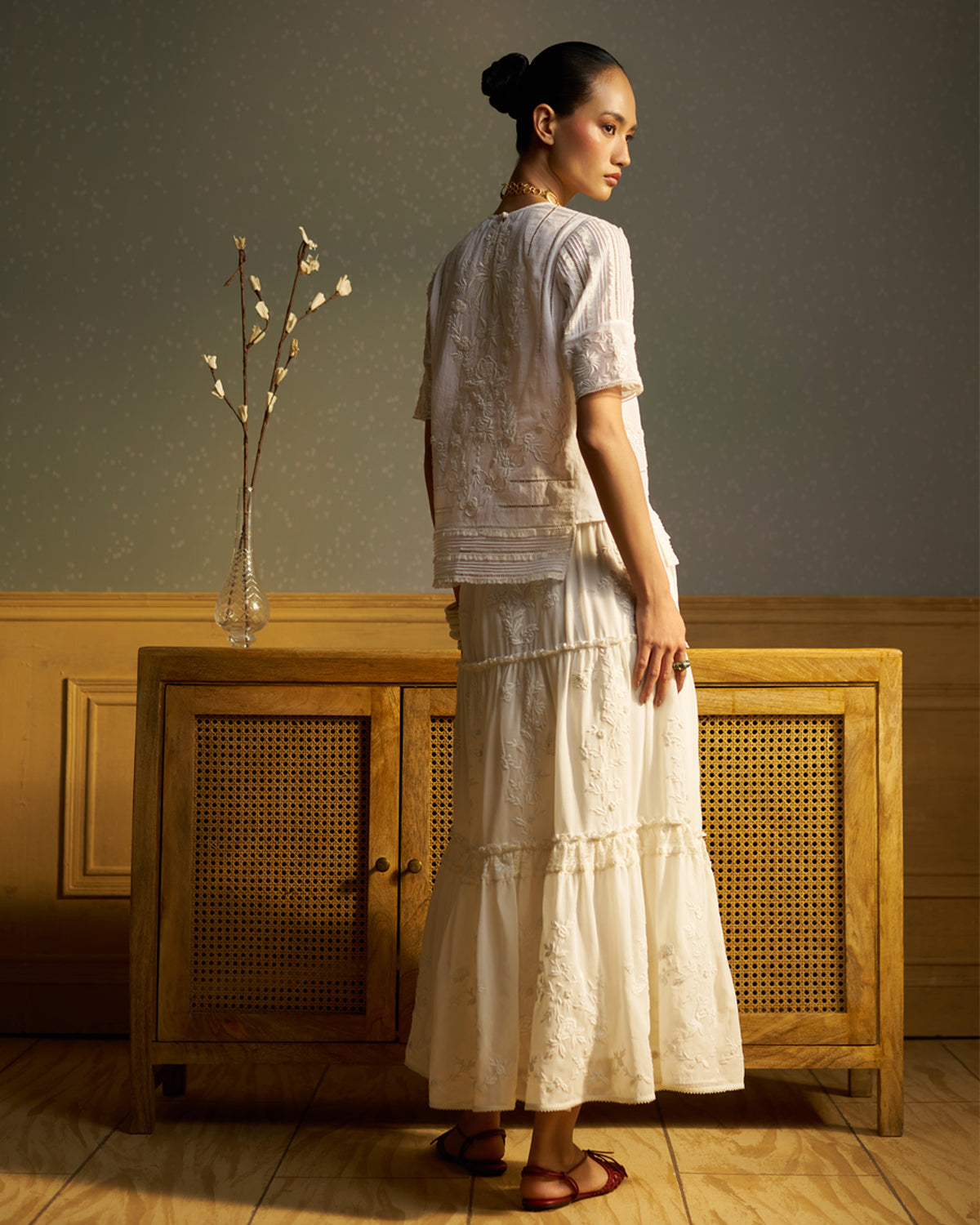 Mae Embroidered  tier skirt