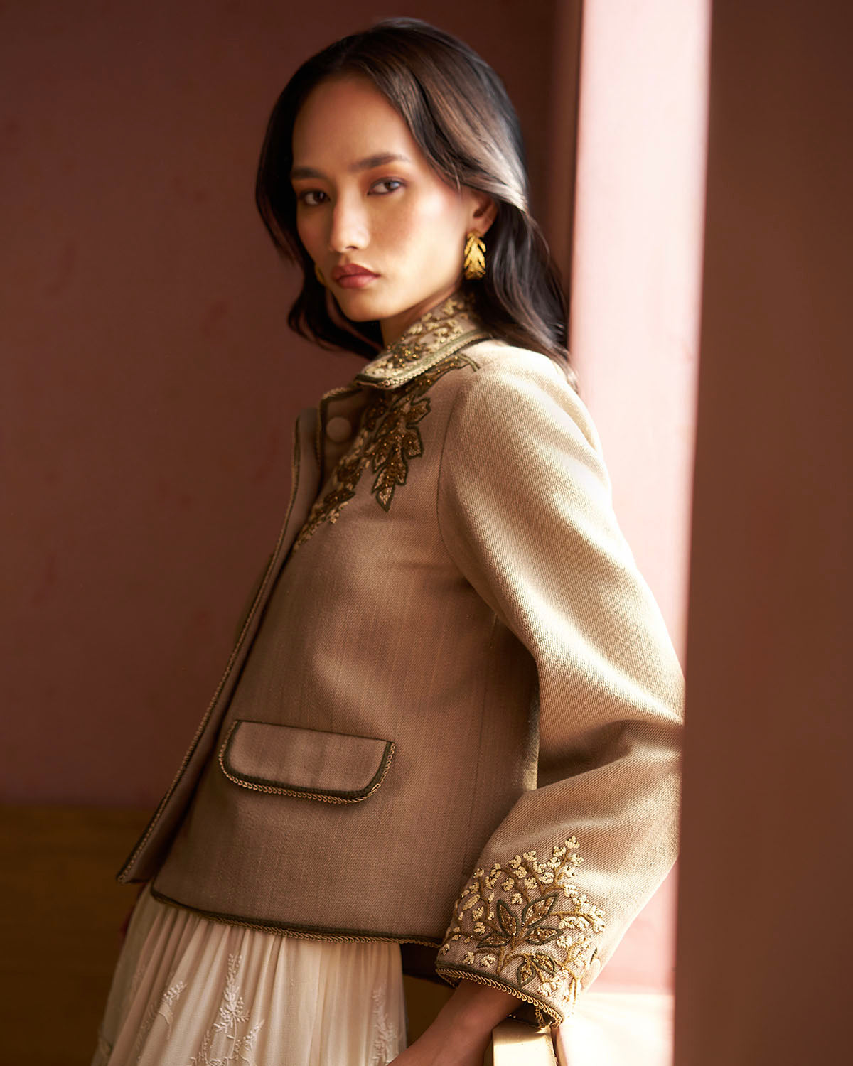 Lorena Embroidered  pleated volume Jacket