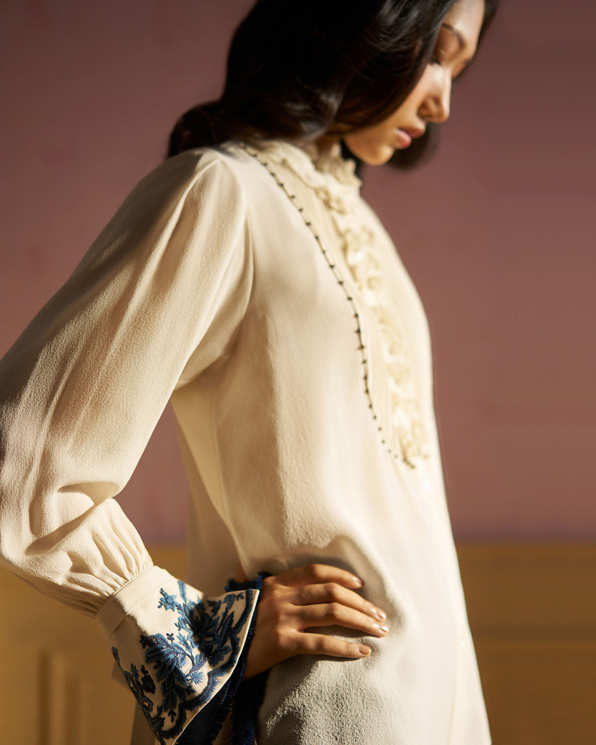 Olivia Hand  Embroidered Tie top