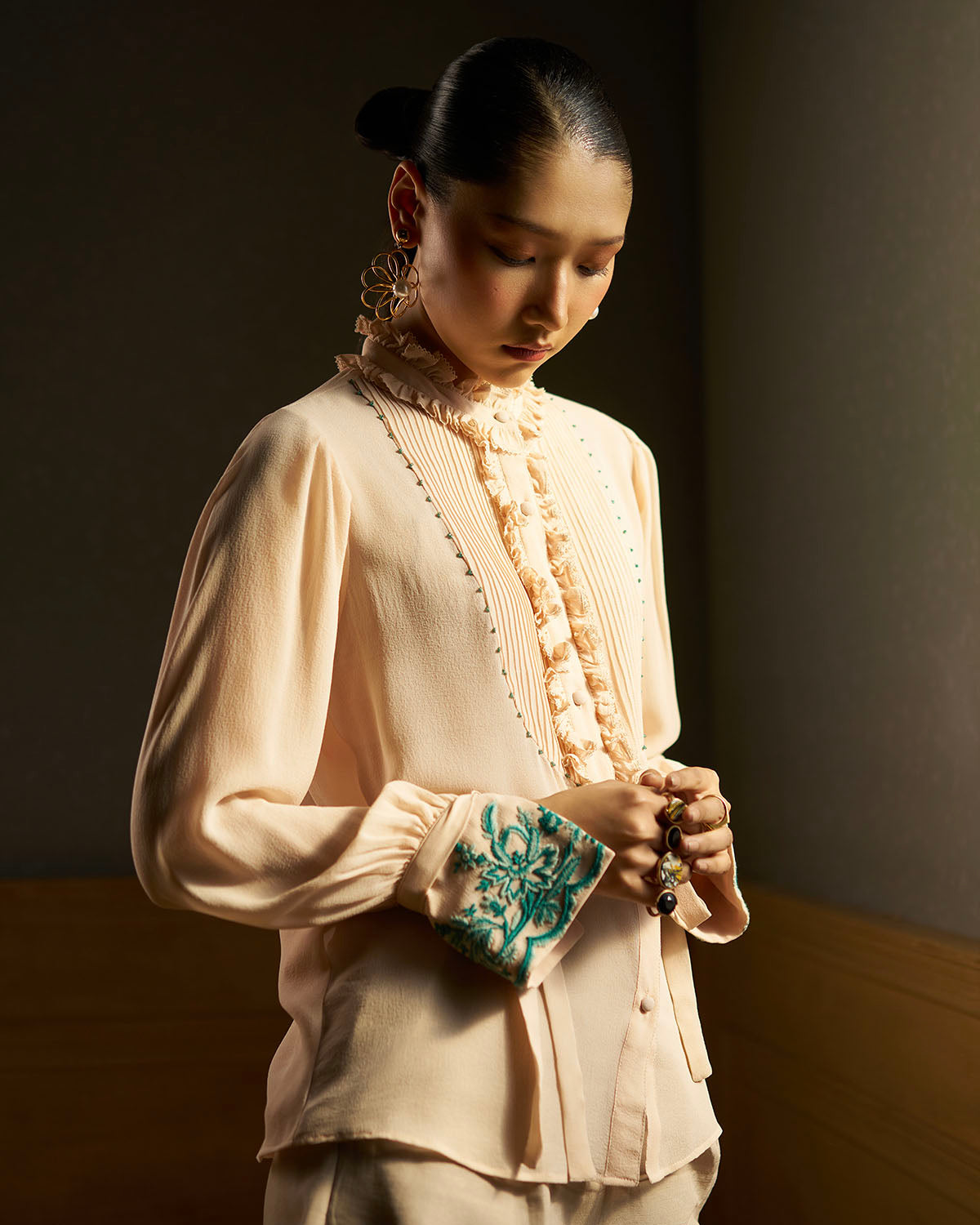 Olivia Hand  Embroidered Tie top