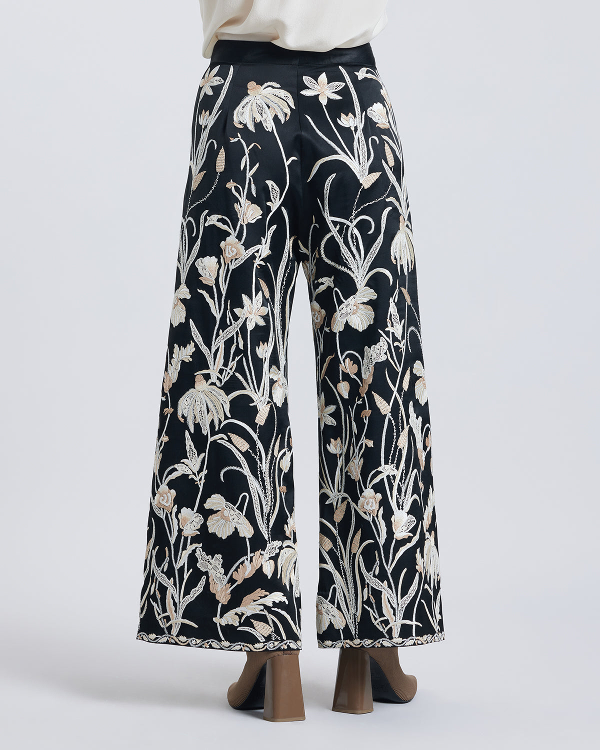 Floral Hand Embroidered Silk Pant