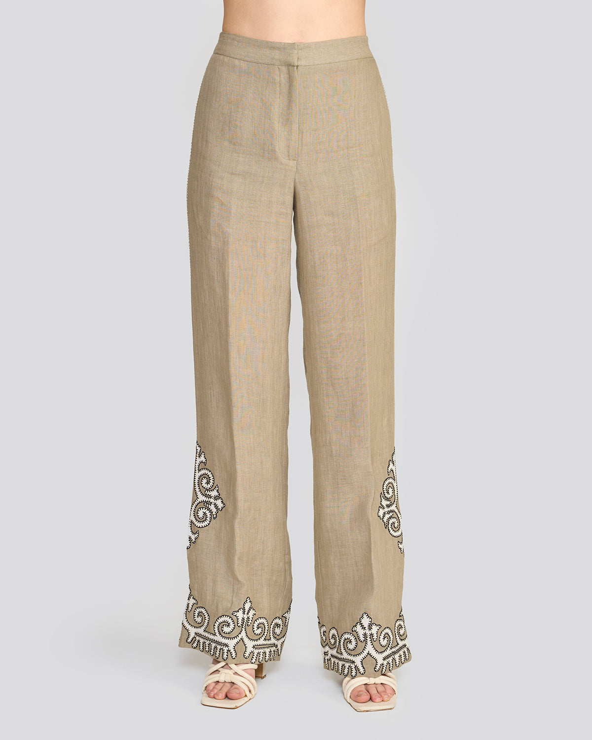 Raya Sage Green Embroidered Pants