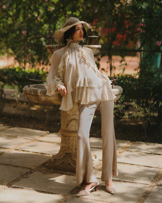 Carrie Cream Printed Bootcut Pants