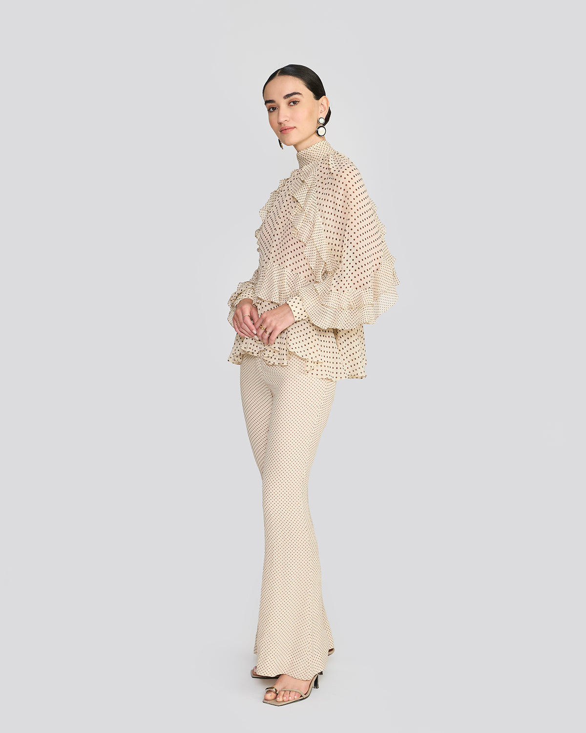 Carrie Cream Printed Bootcut Pants