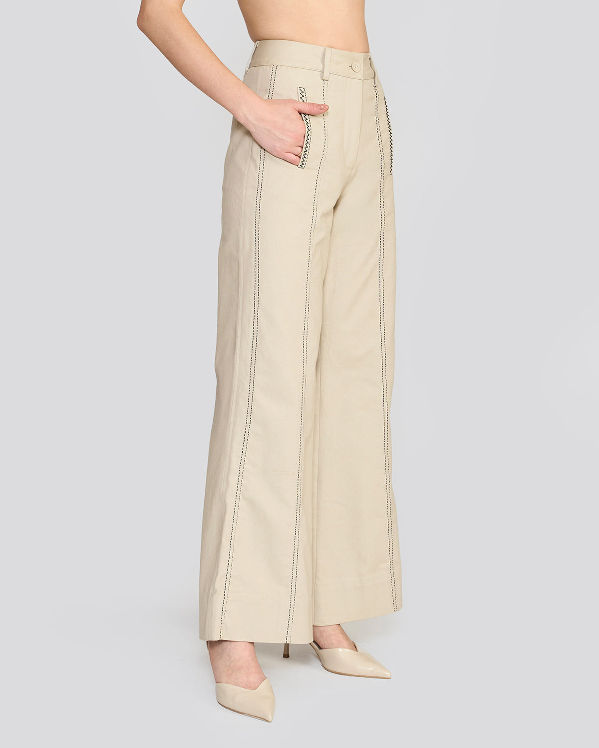 Maisie Canoli Cream Flared Pants