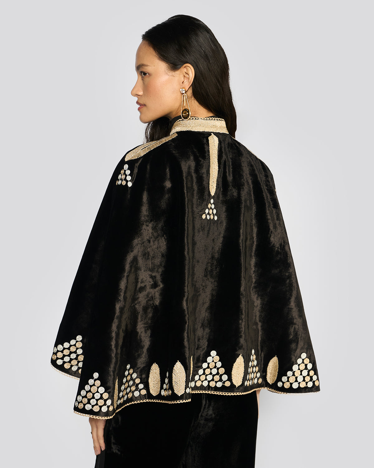 Nora Black Velvet Cape