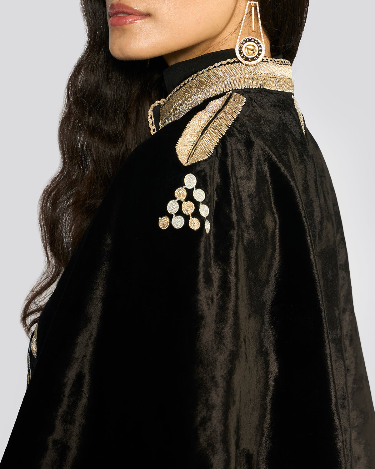 Nora Black Velvet Cape