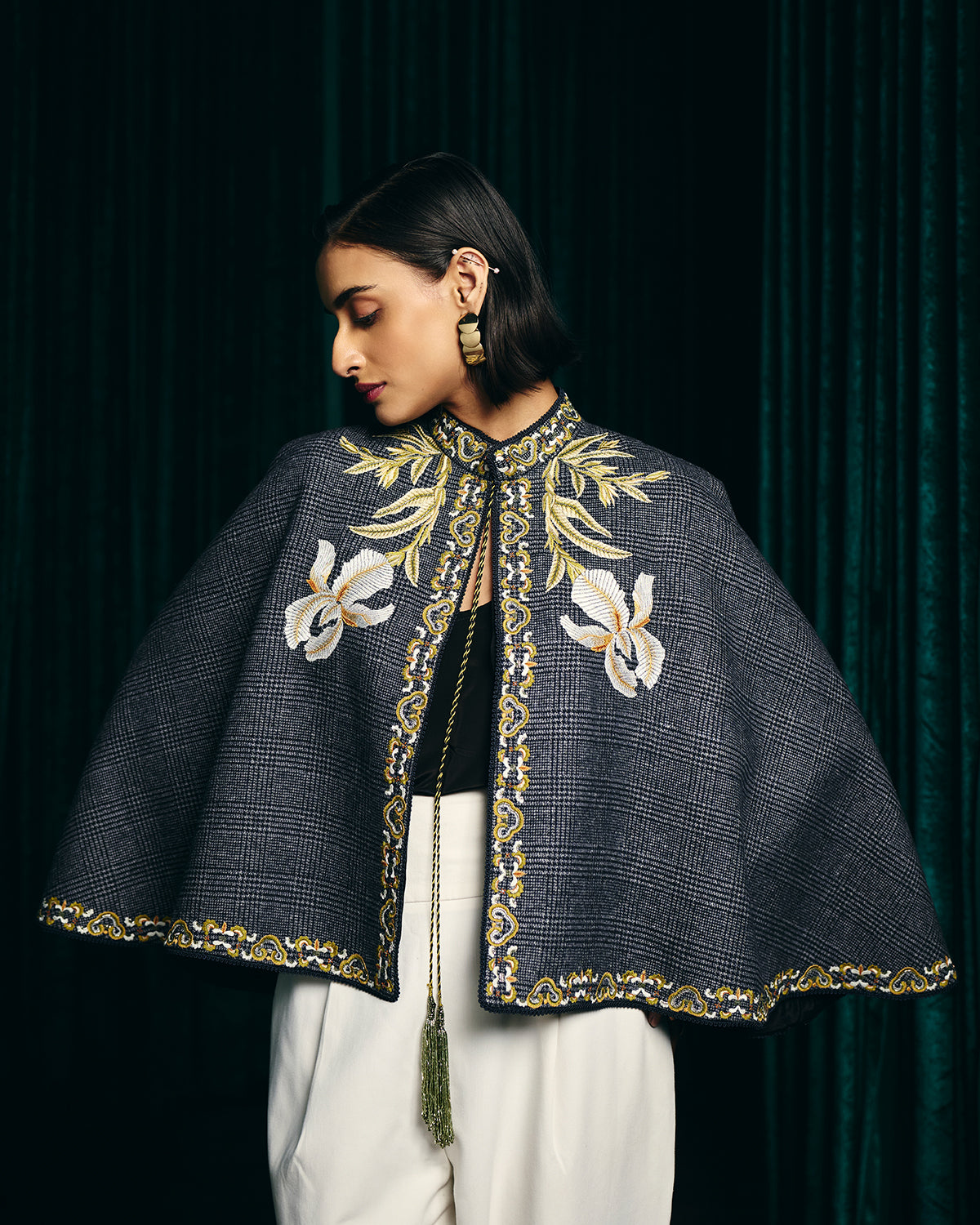 Sienna Hand  Embroidered Flannel Cape