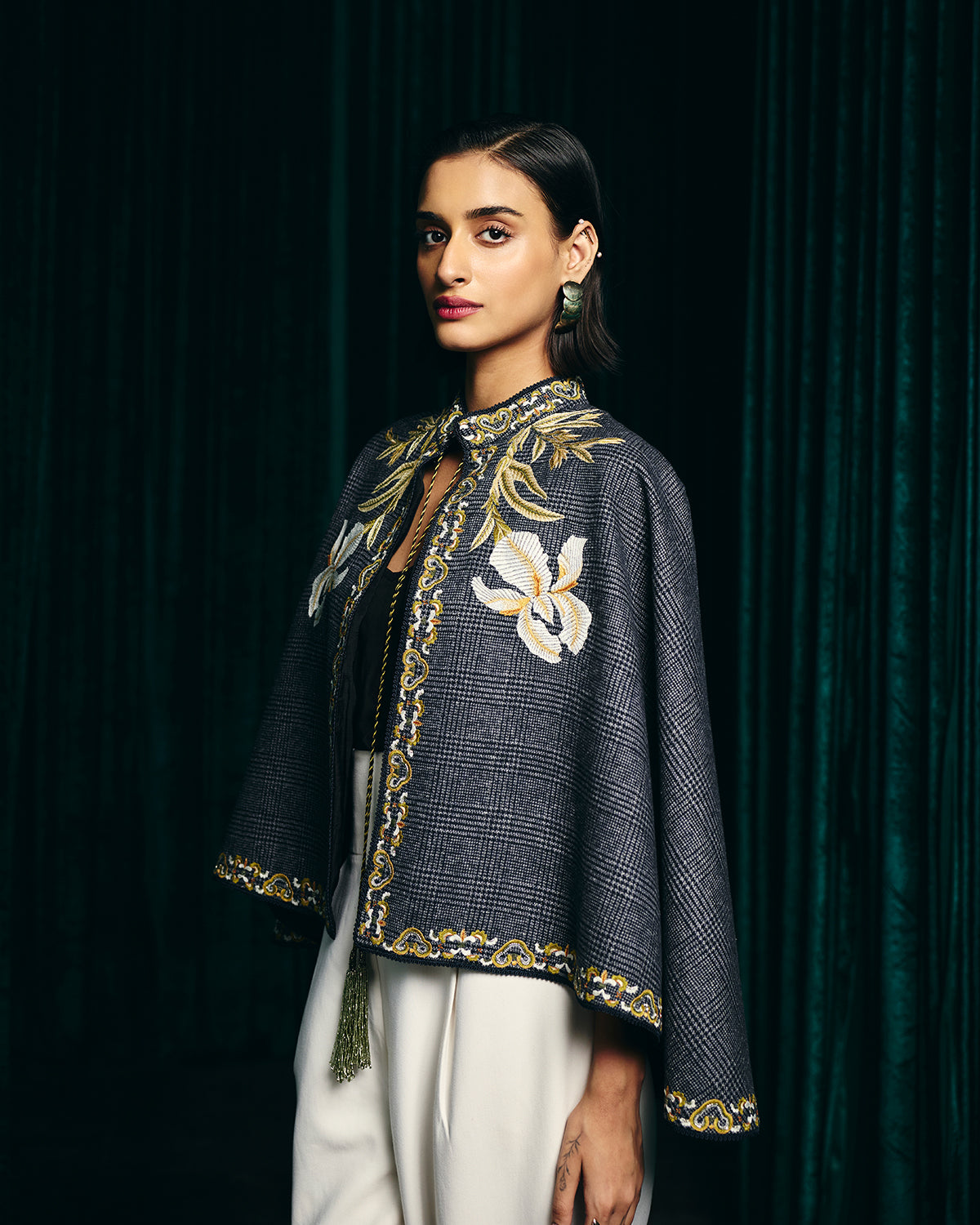 Sienna Hand  Embroidered Flannel Cape