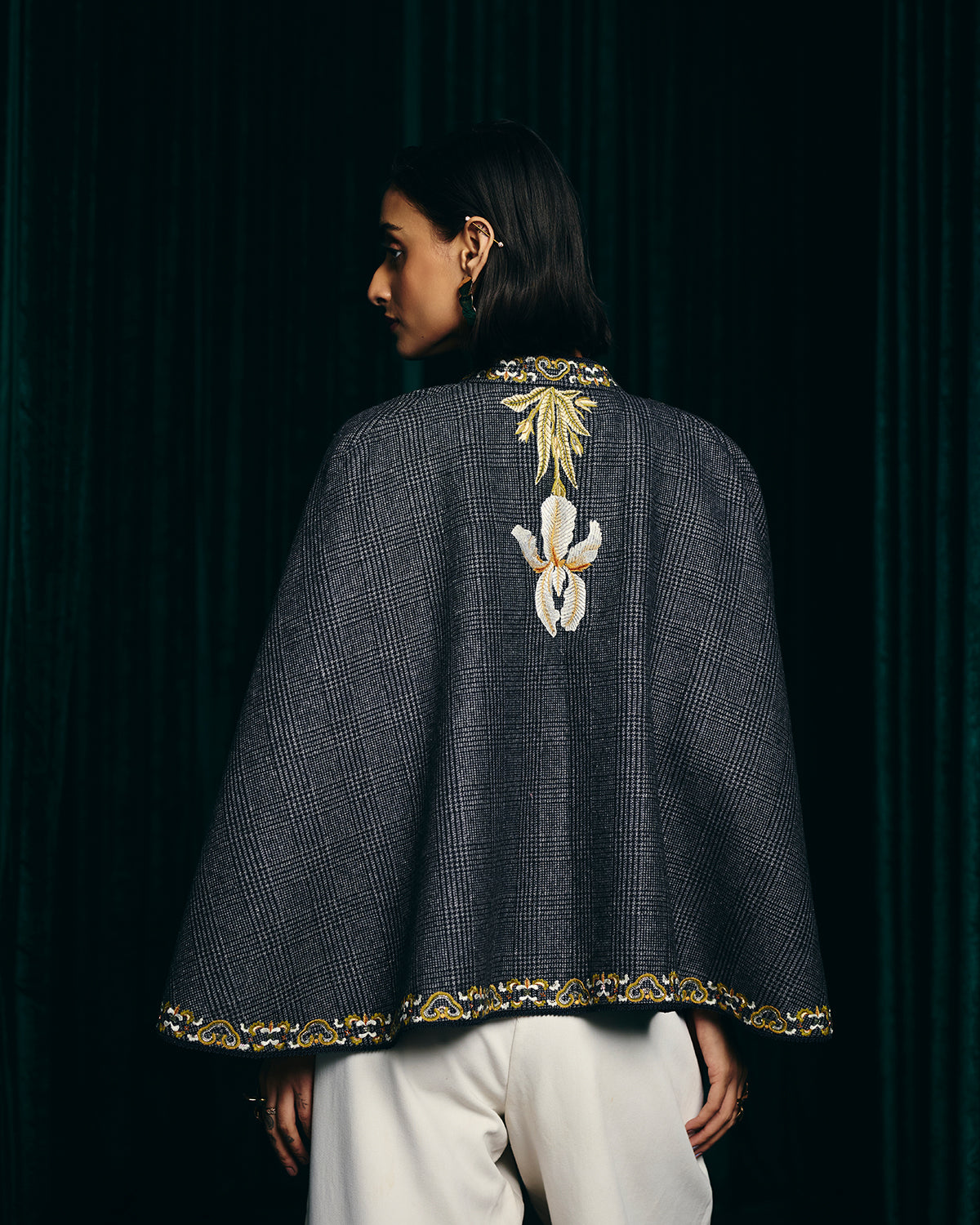 Sienna Hand  Embroidered Flannel Cape