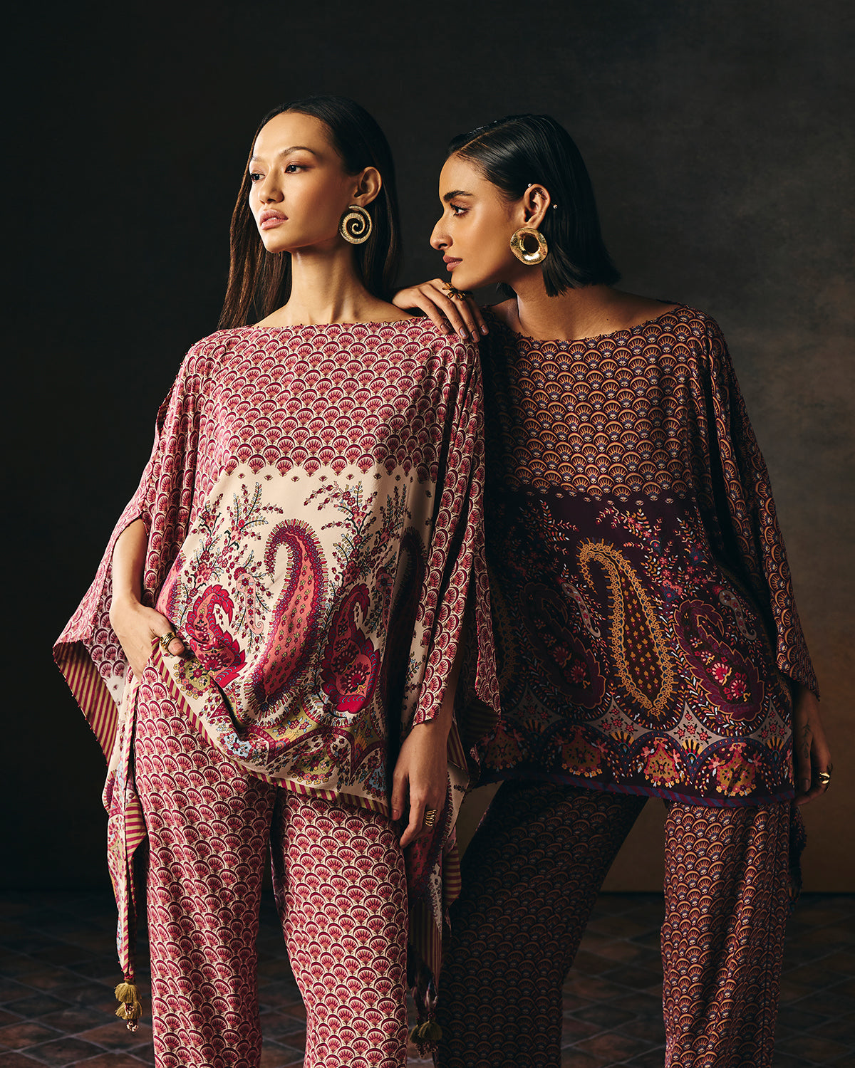 Rosa Pink Printed  Kaftan Co-ord Set