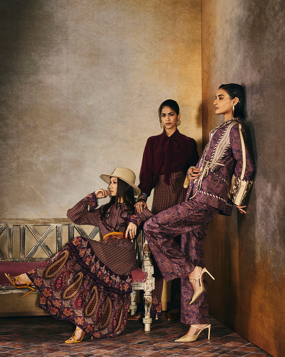 Mirella Brown Printed  Wrap set