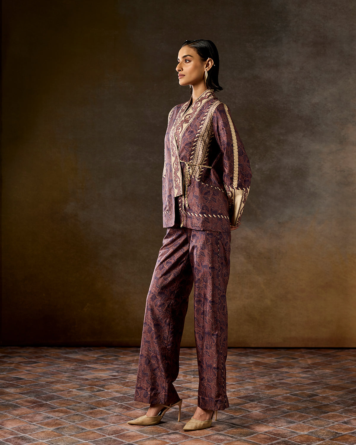 Mirella Brown Printed  Wrap set