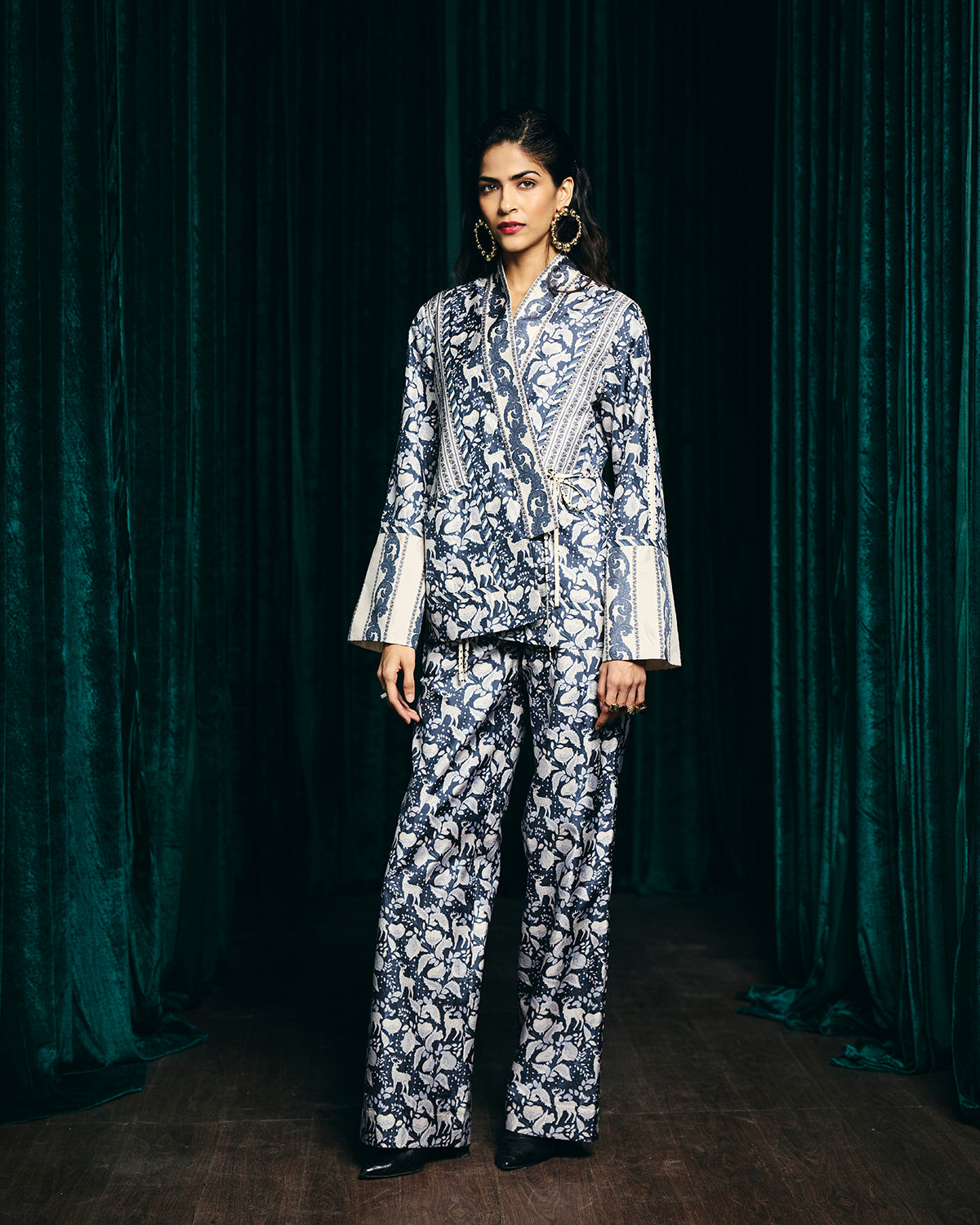 Mirella Indigo Printed  Wrap Set