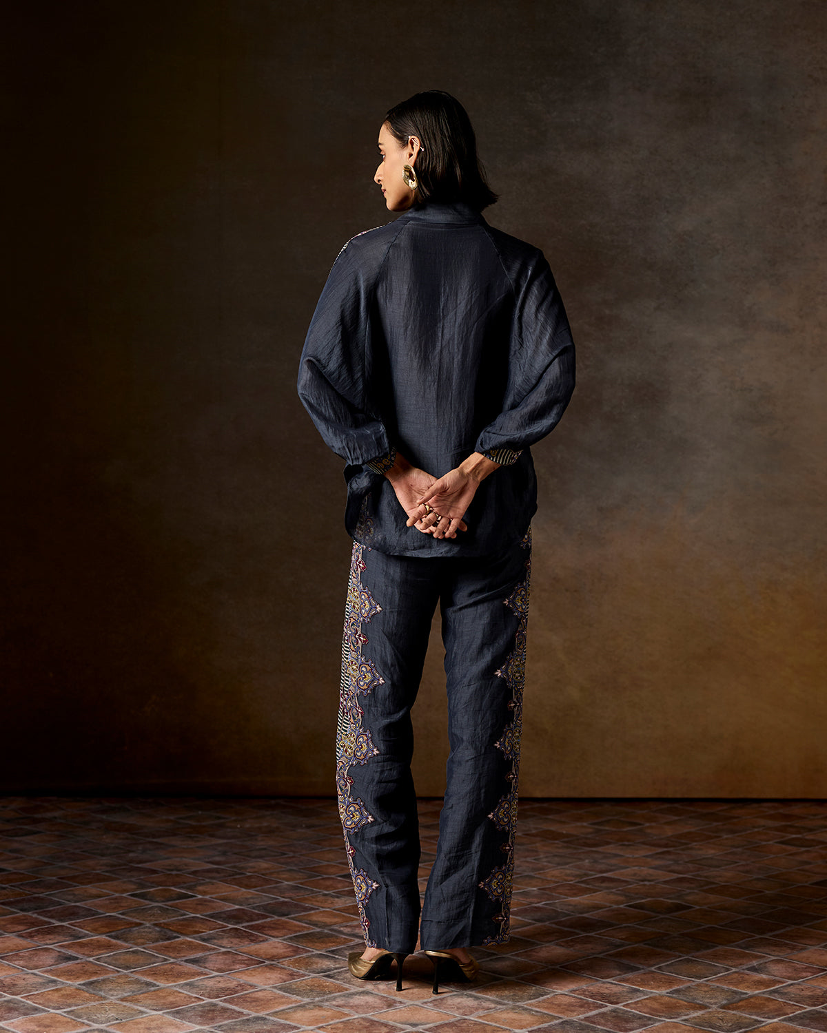 Sylvia Navy Blue Printed Co-ord Set