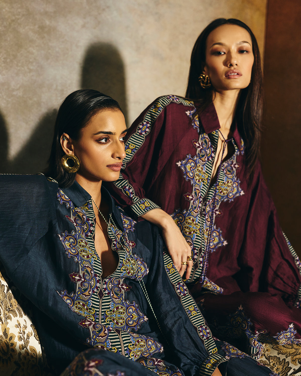 Sylvia Wine Printed Co-ord set