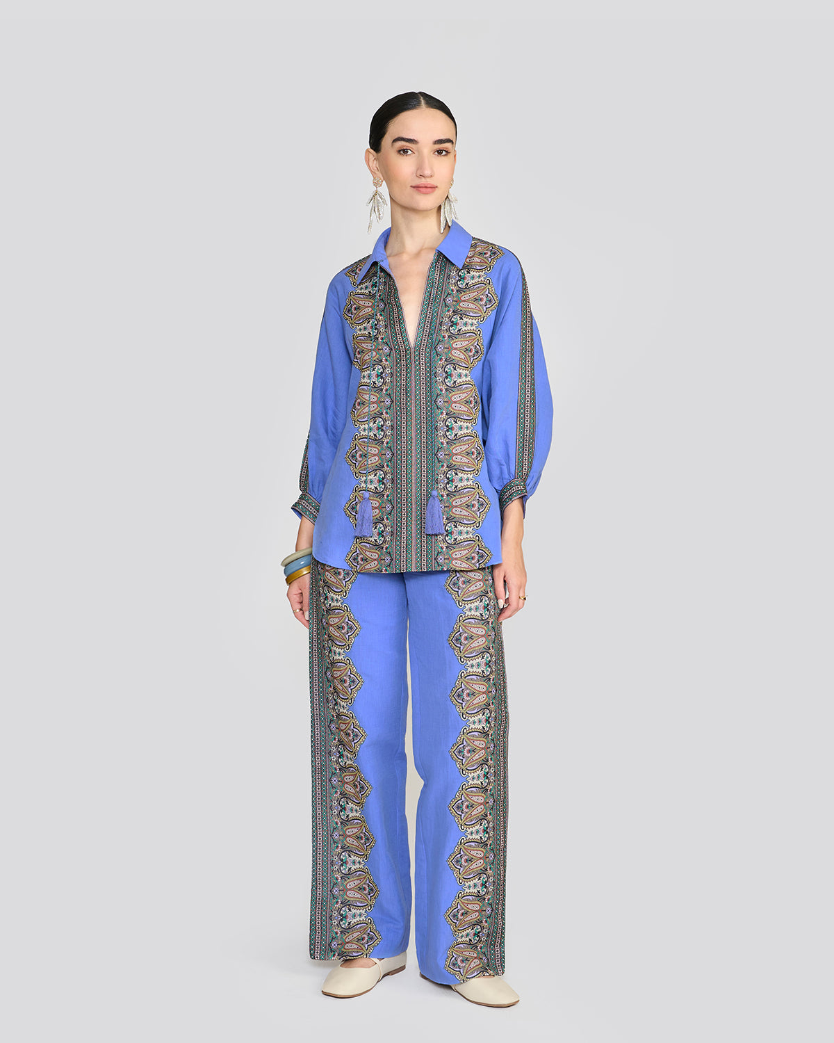 Raya Cornflower Blue Printed Co-ord Set