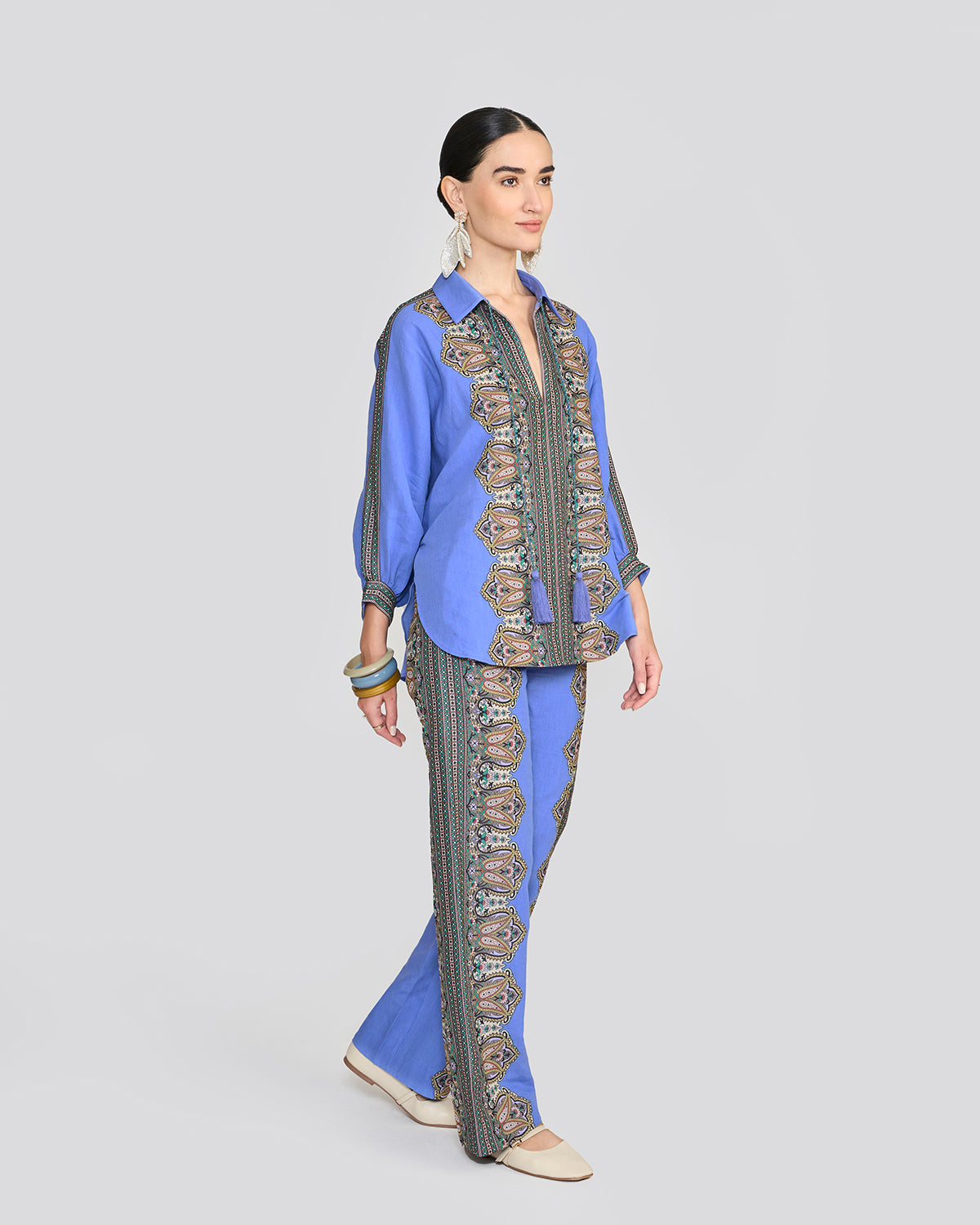Raya Cornflower Blue Printed Co-ord Set