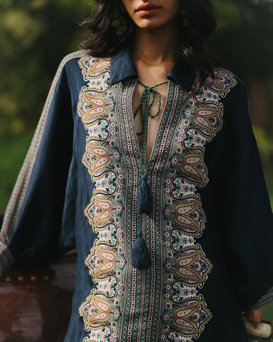 Raya Navy Blue Printed Co-ord Set