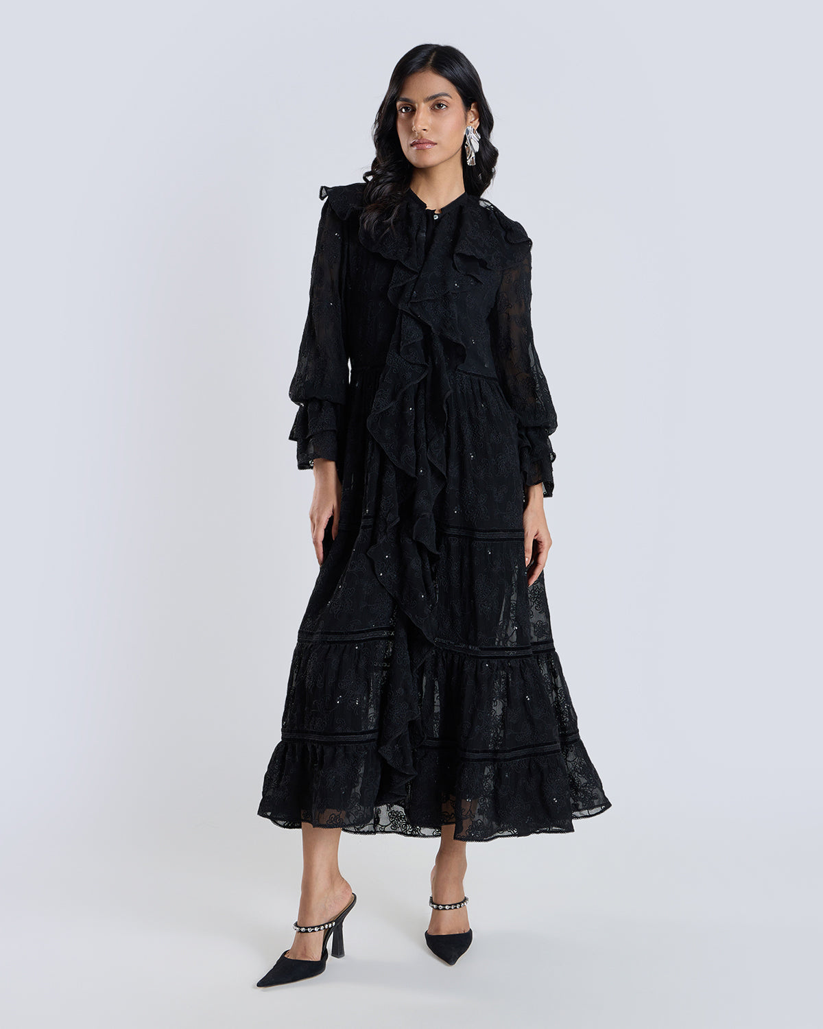 Soleil Black Embroidered Dress