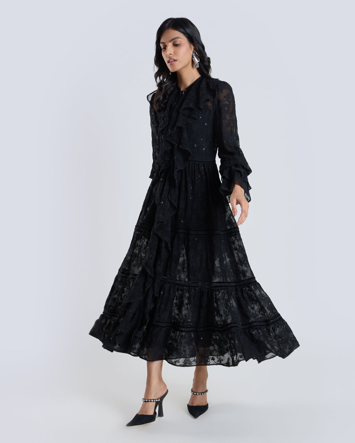 Soleil Black Embroidered Dress