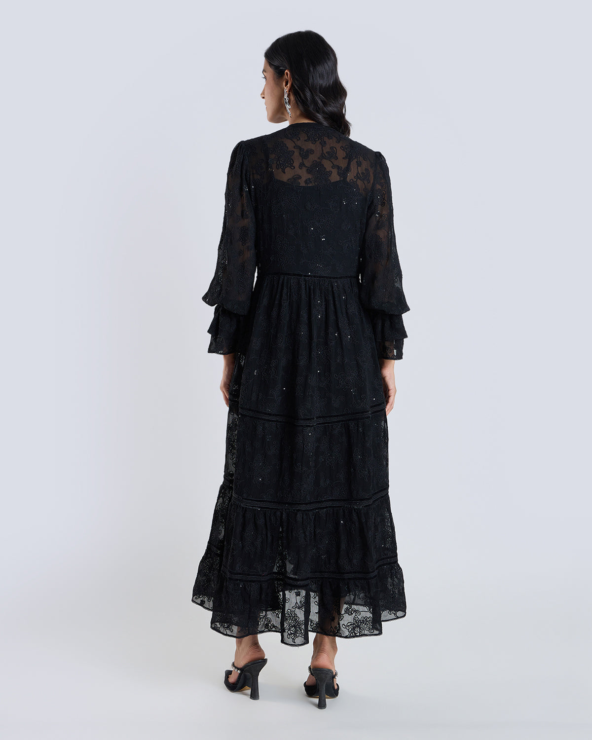 Soleil Black Embroidered Dress