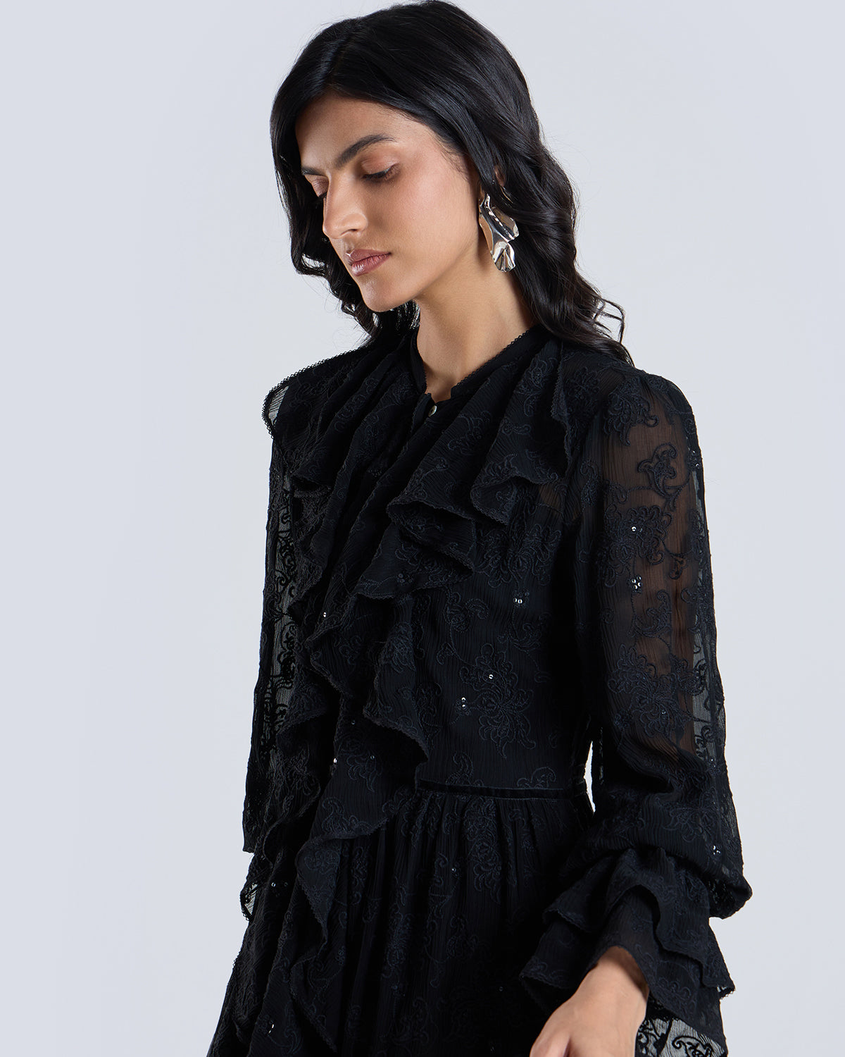 Soleil Black Embroidered Dress