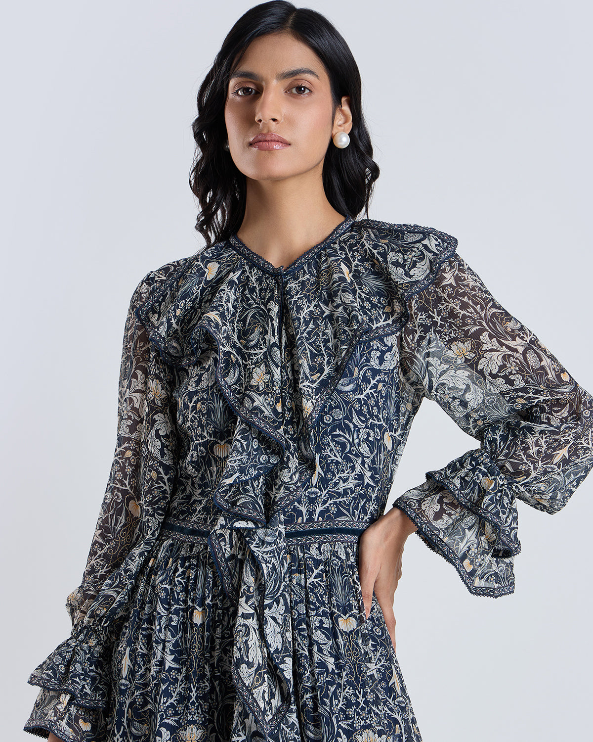 Soleil Navy Printed Dress