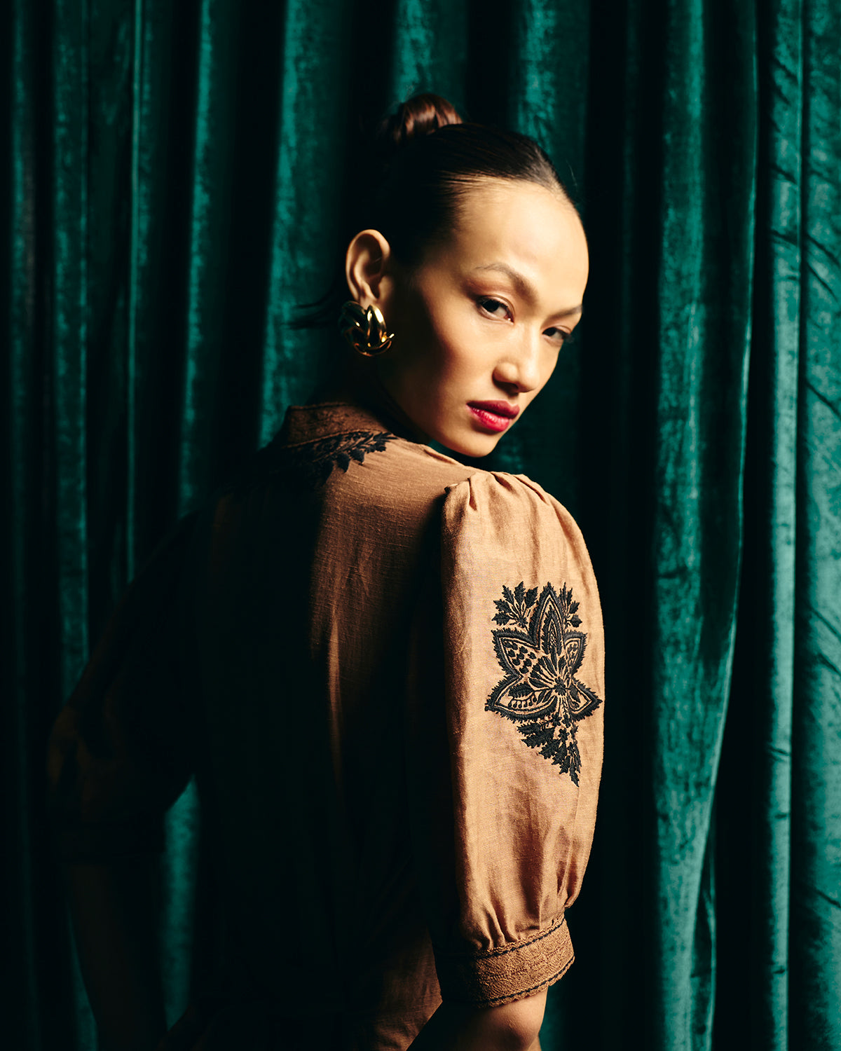 Camilla Brown Embroidered  Tier Dress