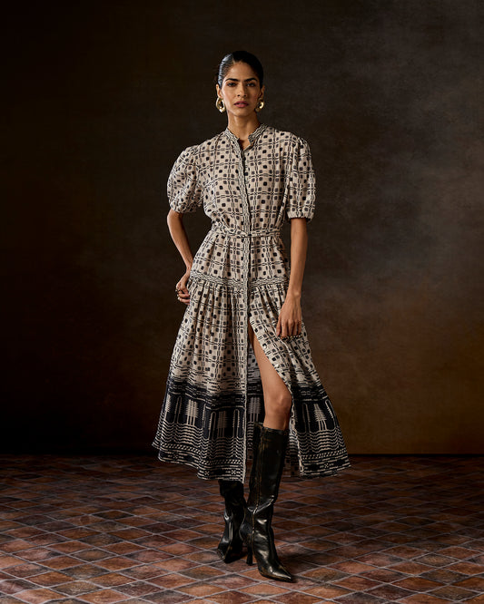 Audrey Ivory Printed Dress