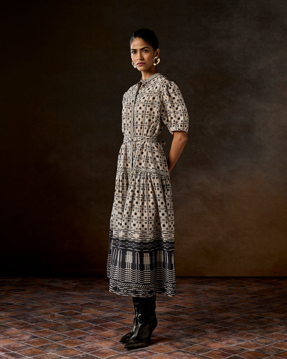 Audrey Ivory Printed Dress