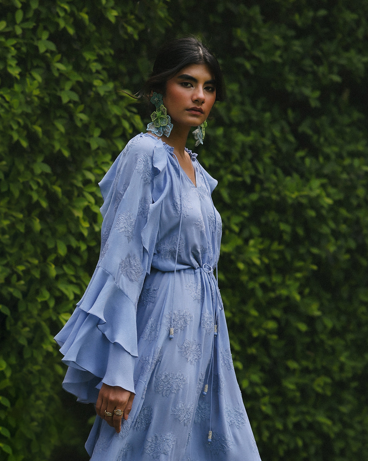 Tanya Cornflower Blue Ruffle Dress
