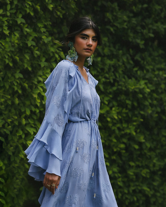 Tanya Cornflower Blue Ruffle Dress