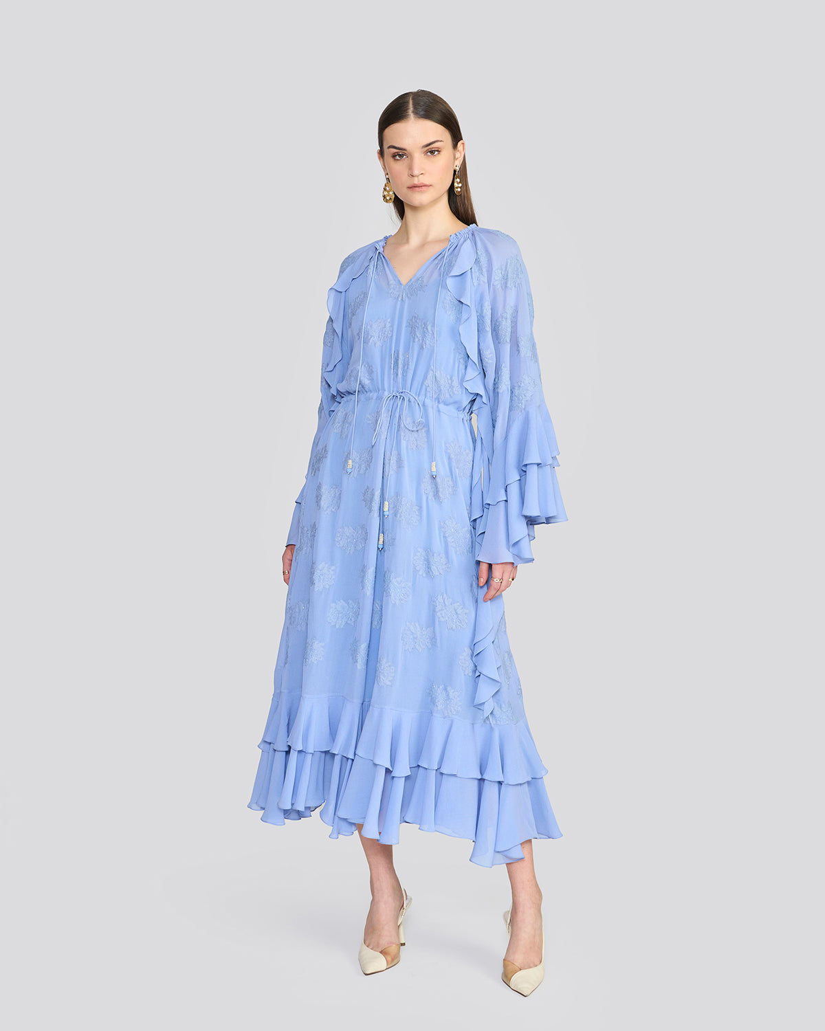 Tanya Cornflower Blue Ruffle Dress