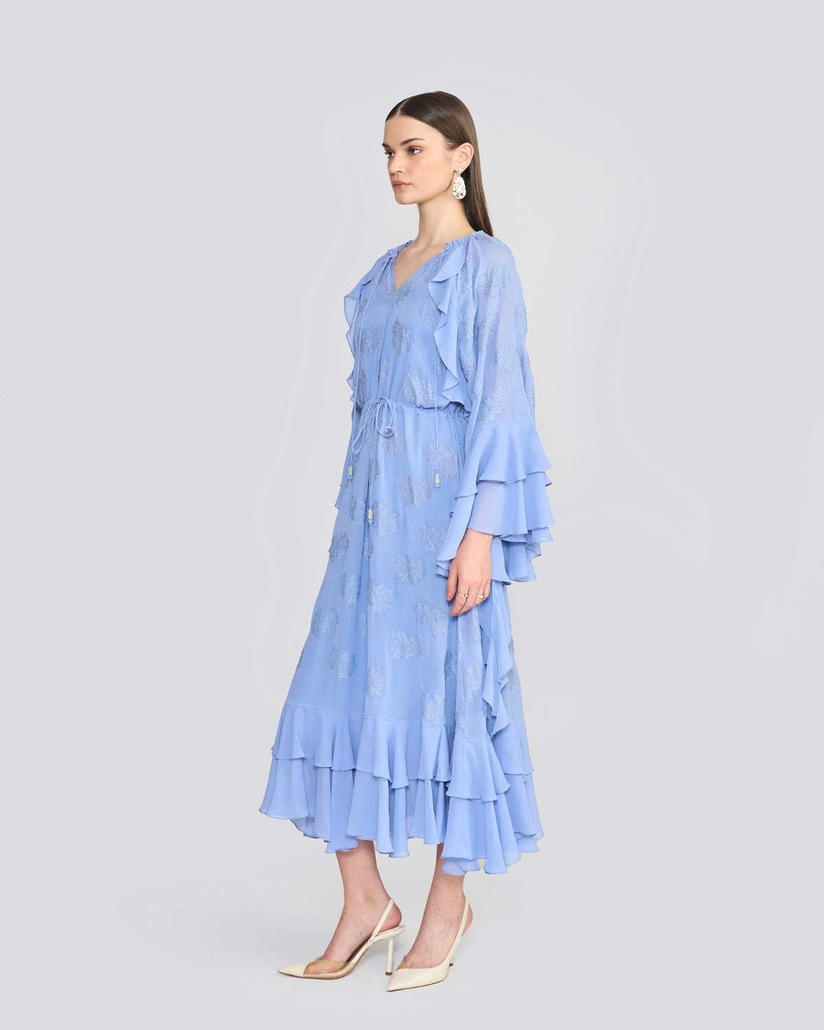 Tanya Cornflower Blue Ruffle Dress