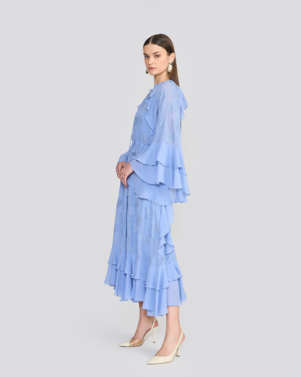 Tanya Cornflower Blue Ruffle Dress
