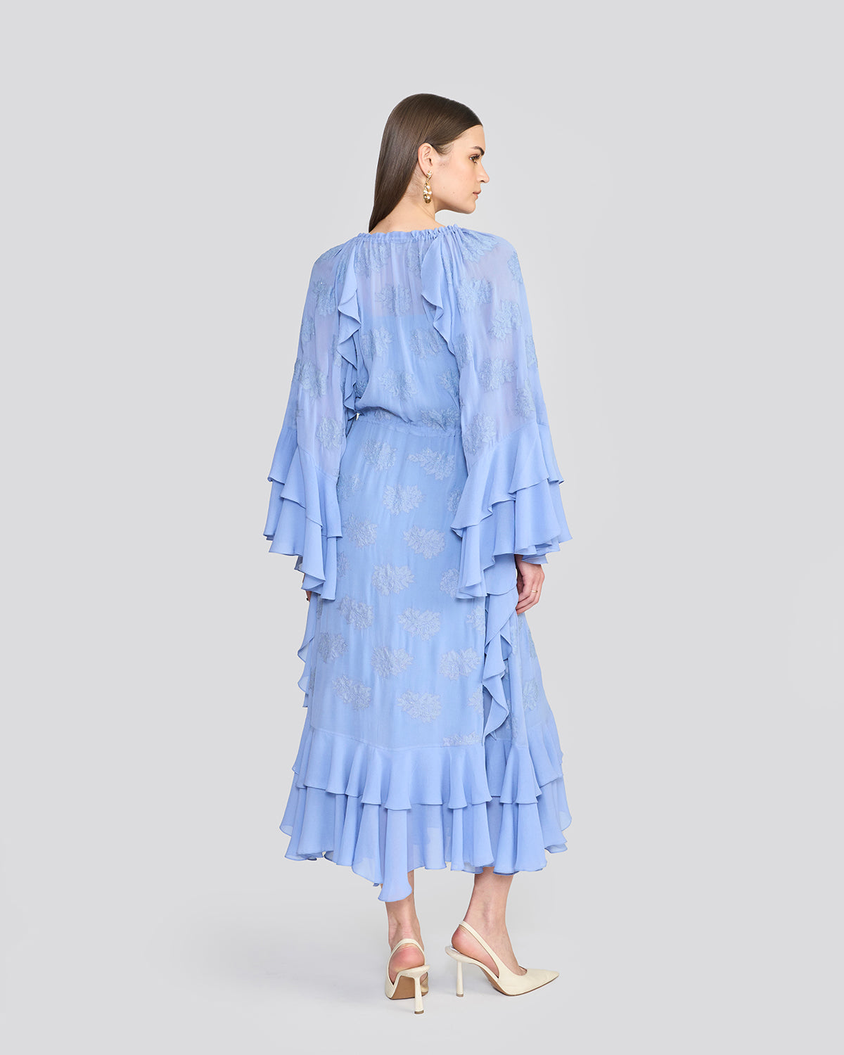 Tanya Cornflower Blue Ruffle Dress