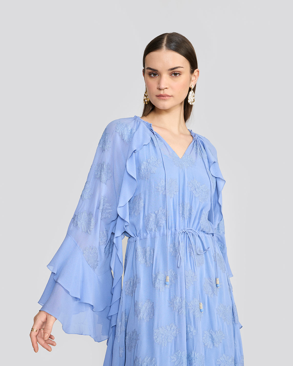 Tanya Cornflower Blue Ruffle Dress