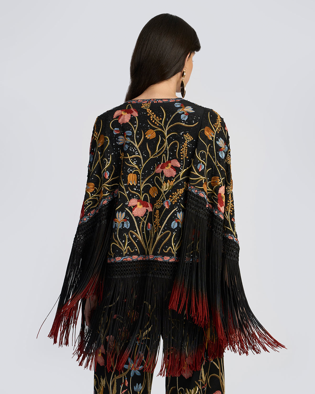 Floral Hand Embroidered Silk Shrug