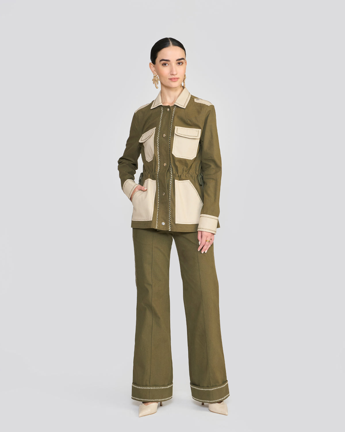 Quinn Khaki Green Safari Jacket