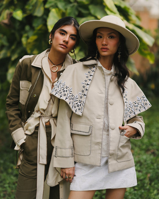 Maisie Canoli Cream Detachable Cape Jacket