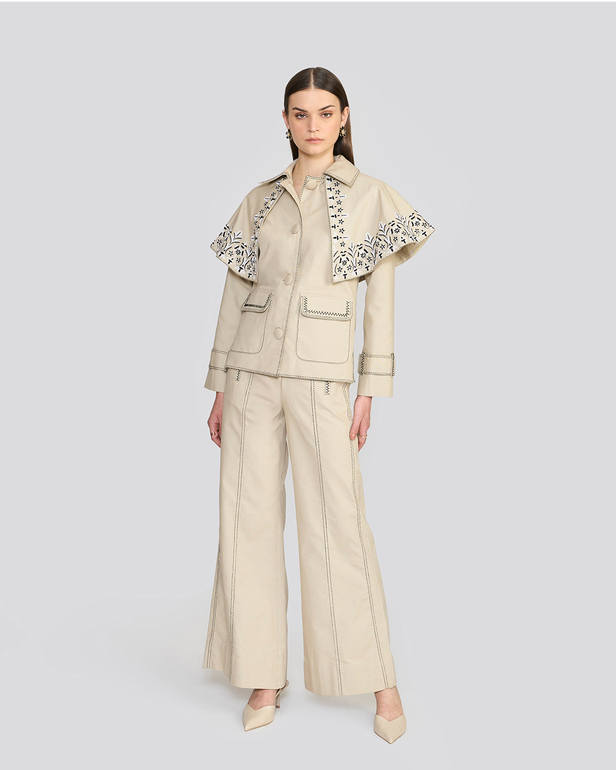 Maisie Canoli Cream Detachable Cape Jacket