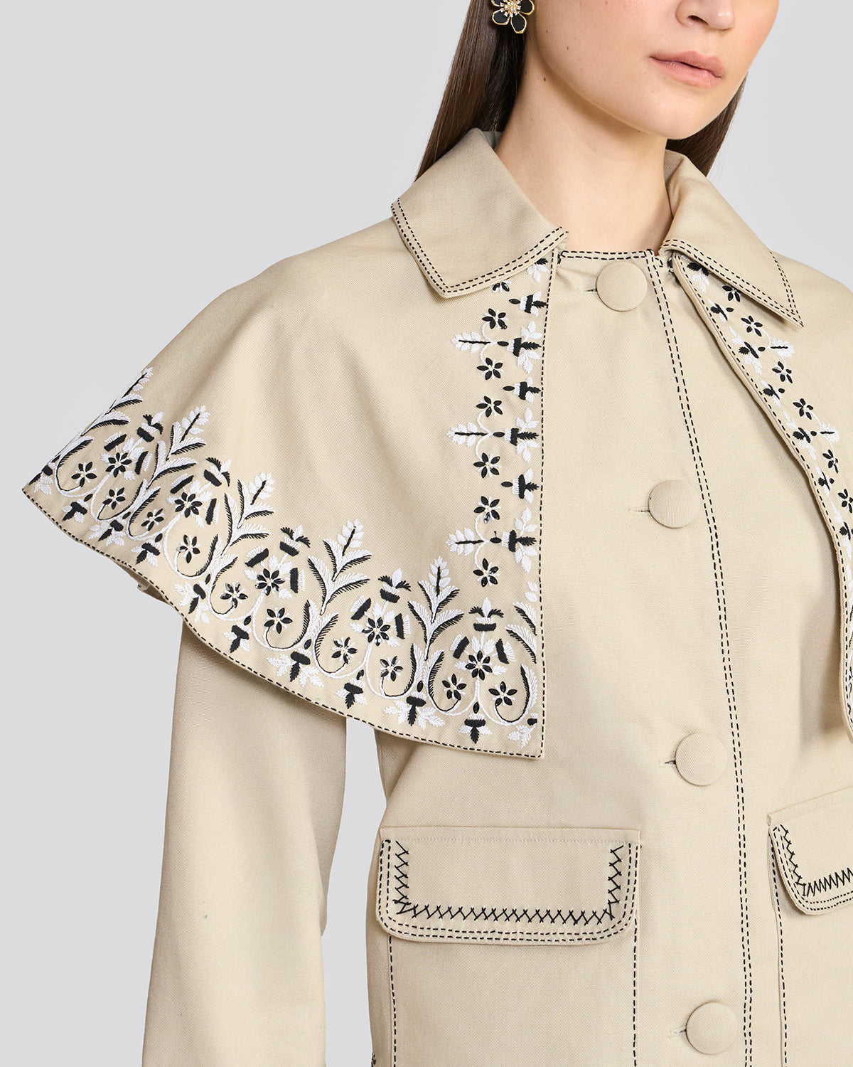 Maisie Canoli Cream Detachable Cape Jacket
