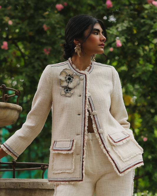 Lydia Ivory 3D Floral Jacket