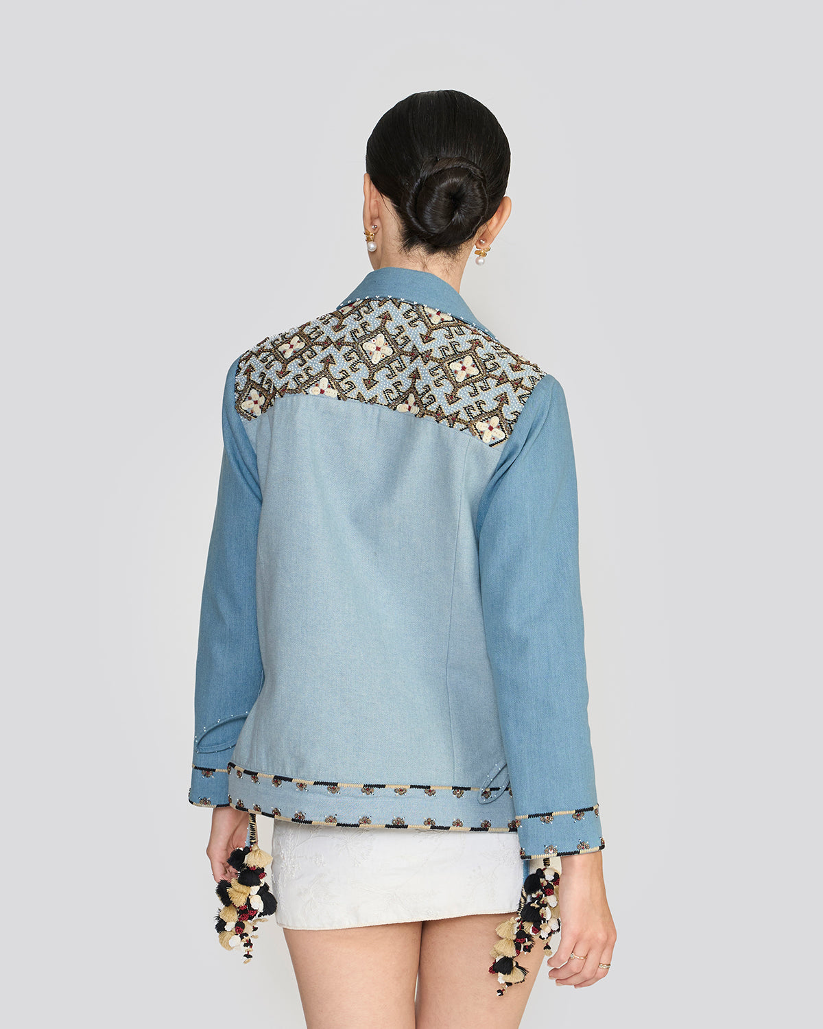 Corinne Embroidered Blue Denim Jacket