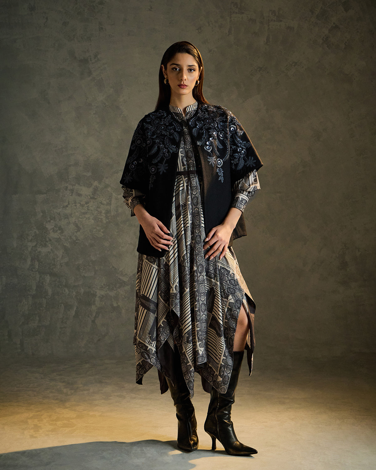 Flora Embroidered Woolen Shrug