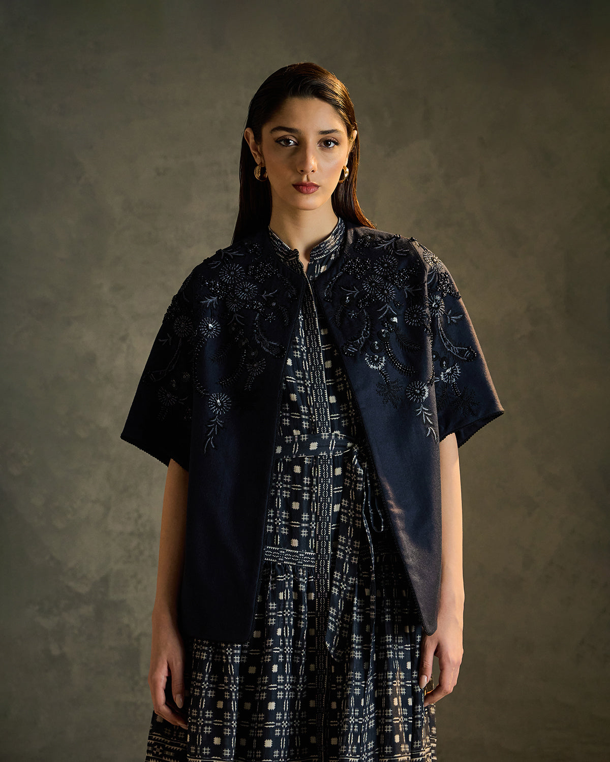 Flora Embroidered Woolen Shrug