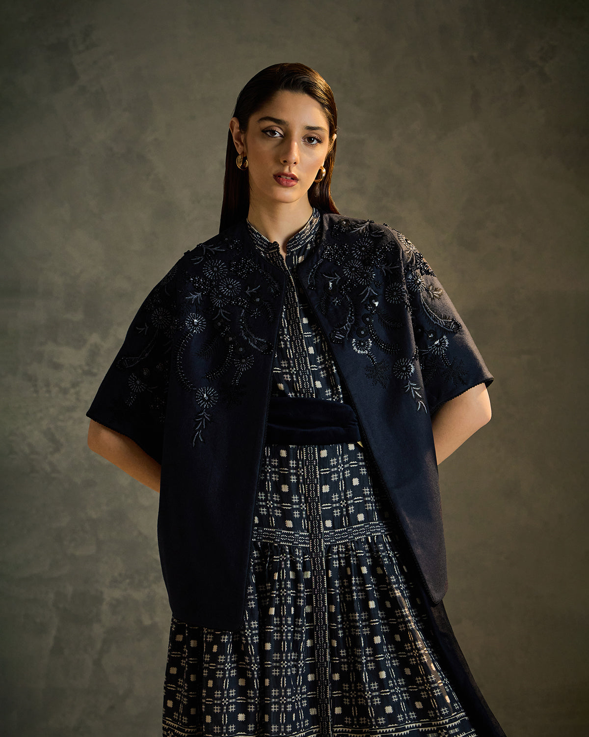 Flora Embroidered Woolen Shrug